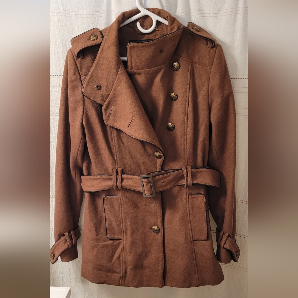 Women's Brown Double-Breasted Coat